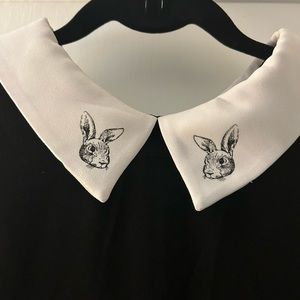 BLACK SHIFT DRESS WITH BUNNY COLLAR